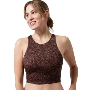 Athleta Conscious Crop Top/Bikini/Sports Bra Decadent Chocolate Flora Camo -Sz M